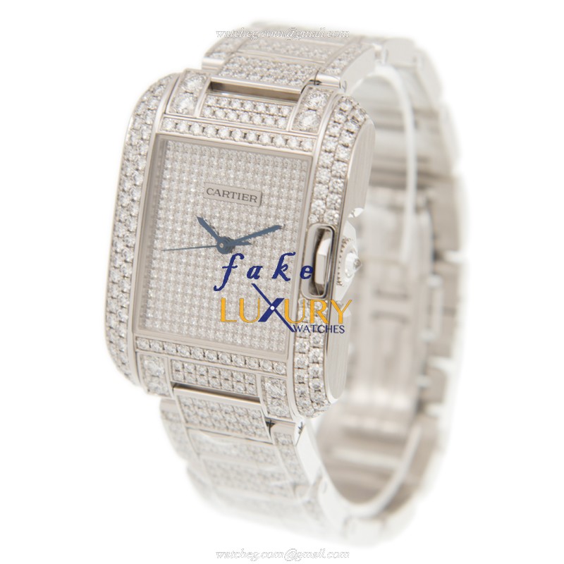 Cartier TANK HPI00561 Automatic 18kt White Gold Diamond Silver Dial Replica Watch - Image 3