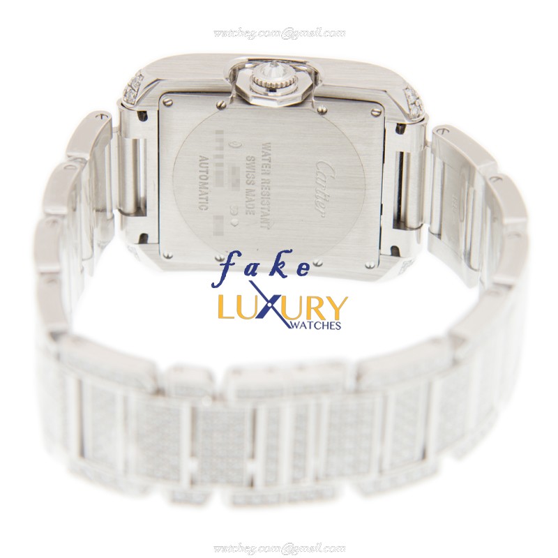 Cartier TANK HPI00561 Automatic 18kt White Gold Diamond Silver Dial Replica Watch - Image 4