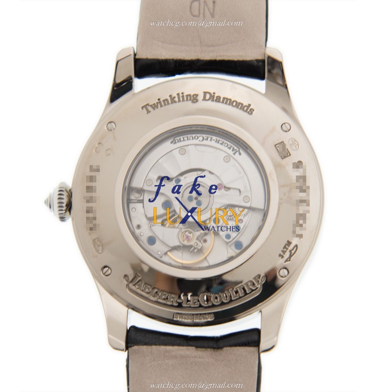 Jaeger-Lecoultre Q12034S9 Automatic 18kt White Gold Diamond Black Dial Alligator Strap Replica Watch - Image 3