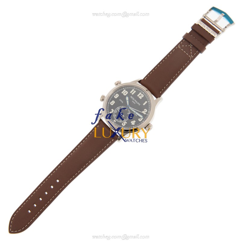 Patek Philippe 5524G-001 Replica Watch Automatic, Dark Blue Dial, 18kt White Gold Case, Brown - Image 2