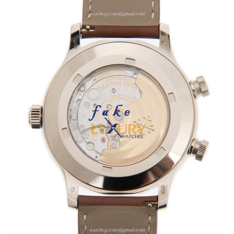 Patek Philippe 5524G-001 Replica Watch Automatic, Dark Blue Dial, 18kt White Gold Case, Brown - Image 3