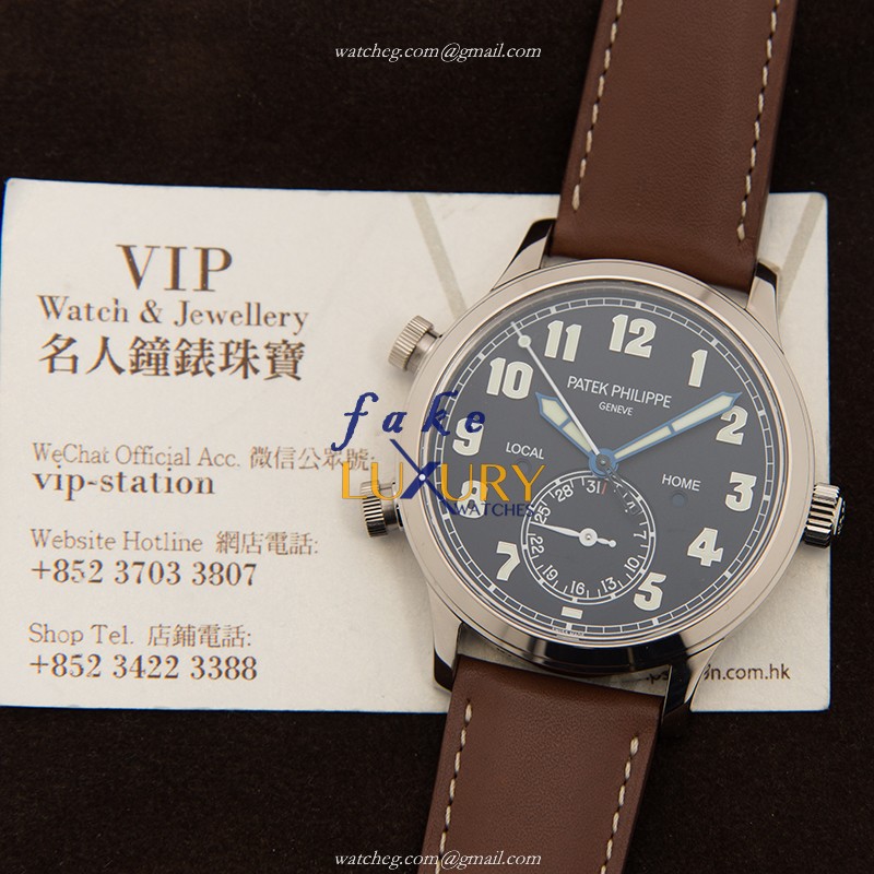 Patek Philippe 5524G-001 Replica Watch Automatic, Dark Blue Dial, 18kt White Gold Case, Brown - Image 5