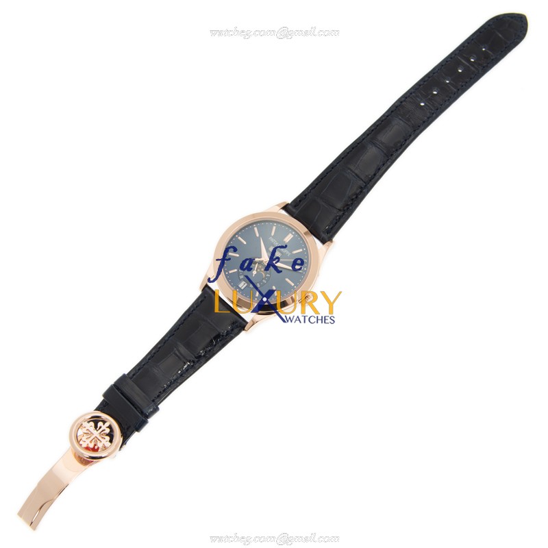 Patek Philippe 5396R-014 Replica Watch, Automatic, Blue Dial, 18kt Rose Gold Case, Alligator Strap - Image 2
