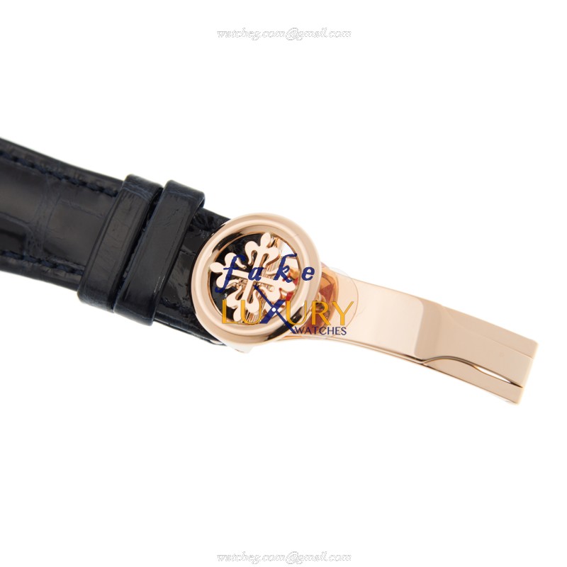 Patek Philippe 5396R-014 Replica Watch, Automatic, Blue Dial, 18kt Rose Gold Case, Alligator Strap - Image 4