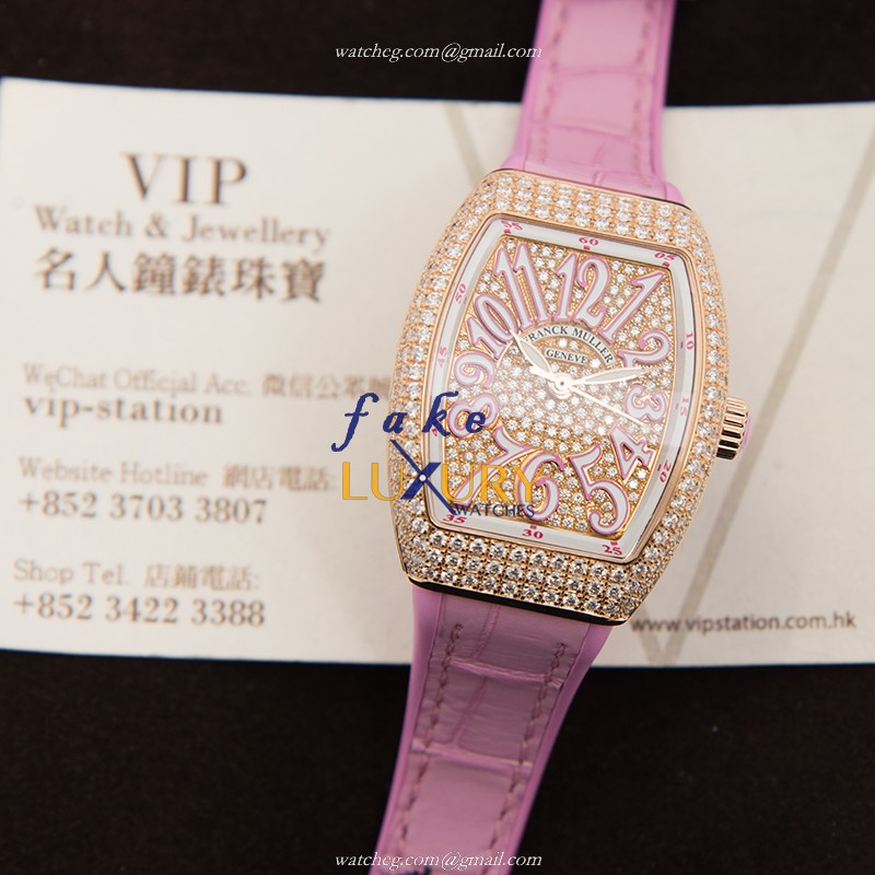 Franck Muller V 29 SC AT FO D CD 5N.RS Replica Watch, Gold Dial, Rose Gold & Diamond Case, Automatic - Image 5