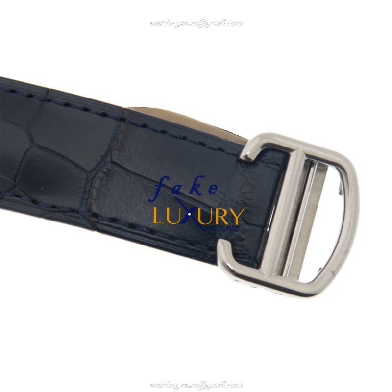 WSTA0018 - Cartier Tank Automatic Replica Watch Silver Dial Blue Alligator Strap - Image 4