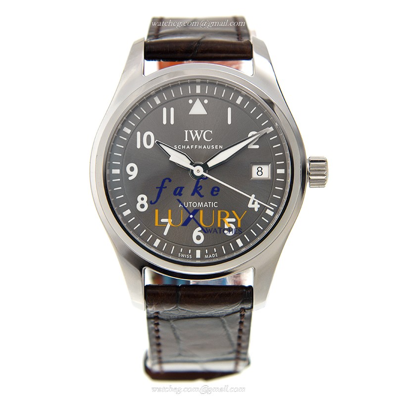 IWC IW324001 PILOTS Automatic Stainless Steel Gray Dial Brown Alligator Replica Watch - Image 2