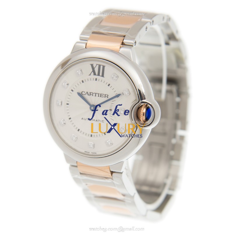 Cartier W3BB0018 BALLON BLEU Automatic Stainless Steel Replica Watch 36mm Silver Dial Silver & Gold - Image 3