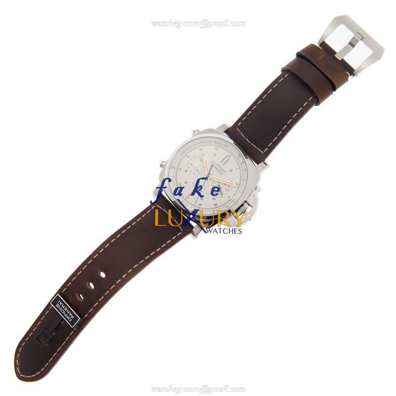 Panerai PAM00654 LUMINOR Automatic Stainless Steel Replica Watch, White Dial, Dark Brown Cowhide - Image 2