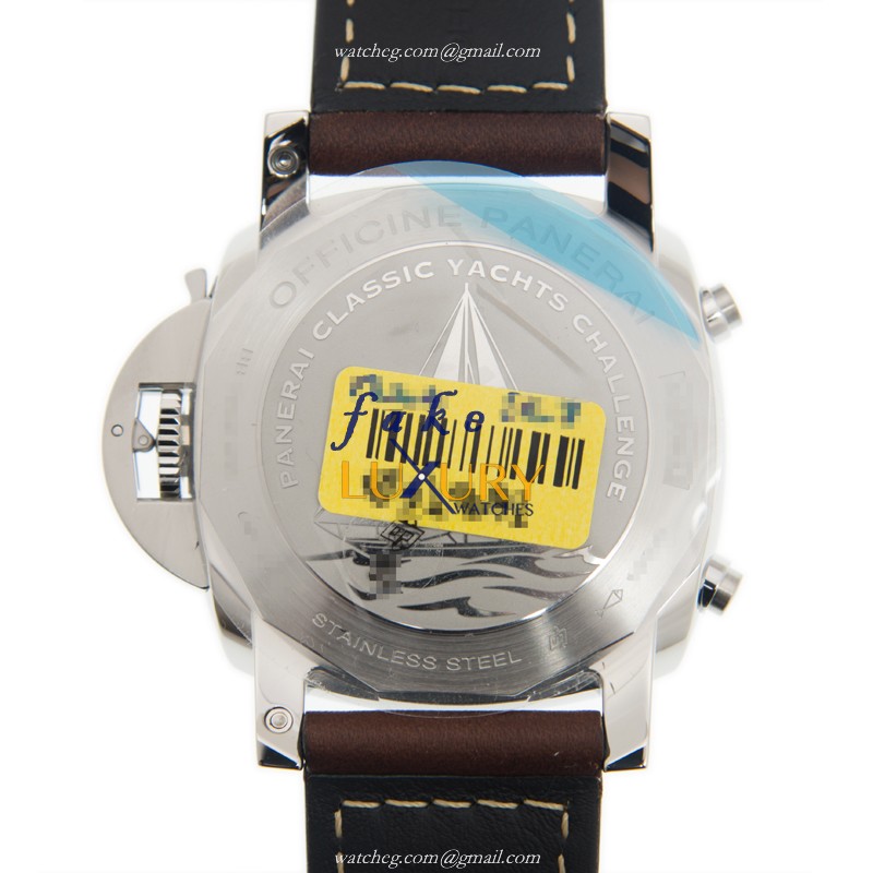 Panerai PAM00654 LUMINOR Automatic Stainless Steel Replica Watch, White Dial, Dark Brown Cowhide - Image 3