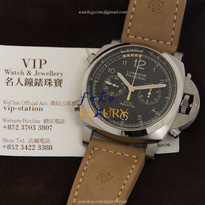 Panerai PAM00652 LUMINOR Titanium Automatic Replica Watch, Swiss Movement, Black Dial, Brown - Image 5