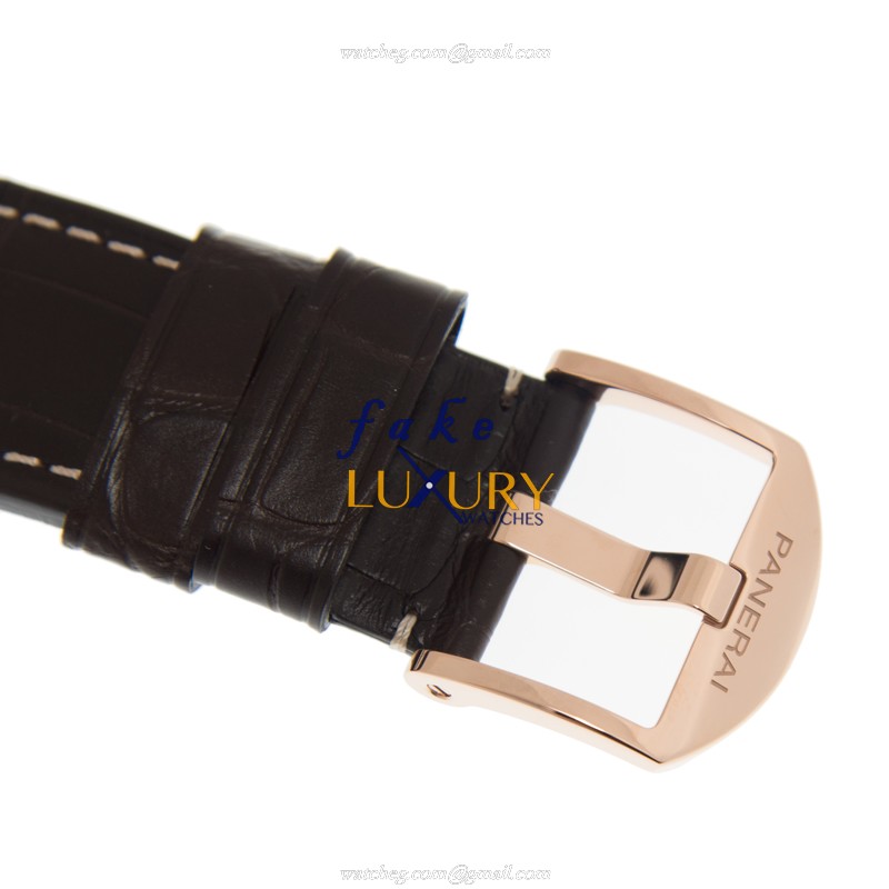 Panerai PAM00525 LUMINOR Auto 18kt Rose Gold Replica Watch - Swiss Movement - Black Dial - Brown - Image 4