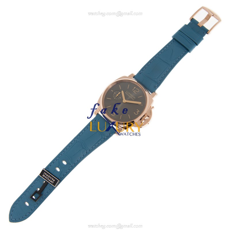 PAM00677 - Panerai Luminor Replica Watch - Manual Wind 18kt Rose Gold - Dark Grey Dial Blue - Image 2