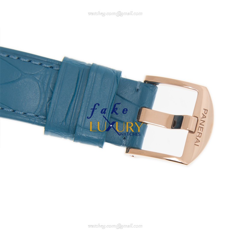 PAM00677 - Panerai Luminor Replica Watch - Manual Wind 18kt Rose Gold - Dark Grey Dial Blue - Image 4