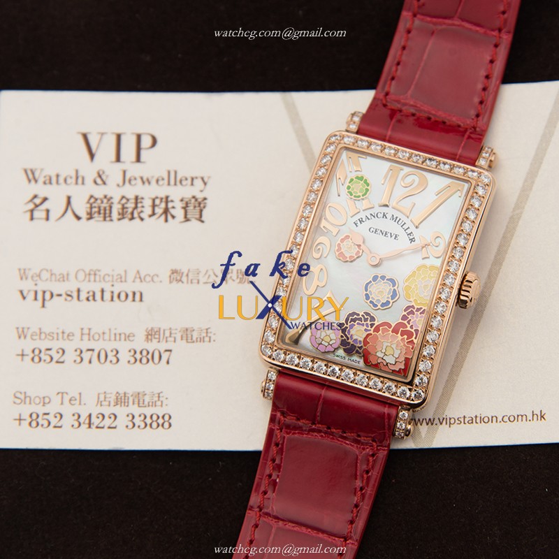 Franck Muller 952 QZ REL MOP BC D 1R COL DRM 5N Replica Watch, Rose Gold & Diamond Case, White MOP - Image 5