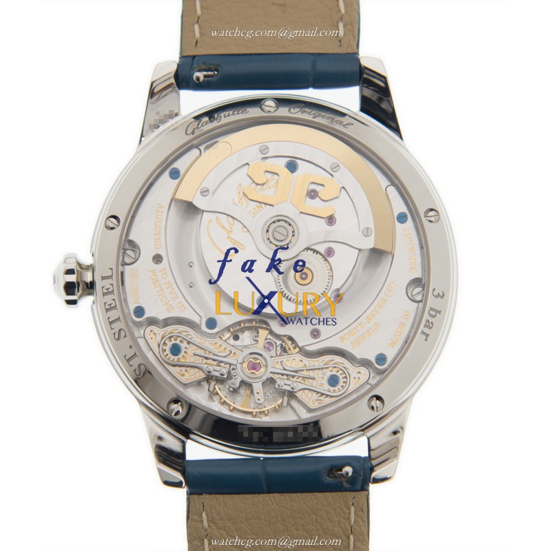 Glashutte 1-90-12-03-12-02 PANO Replica Watch - Blue Dial - Automatic - Steel Case - Alligator Strap - Image 3