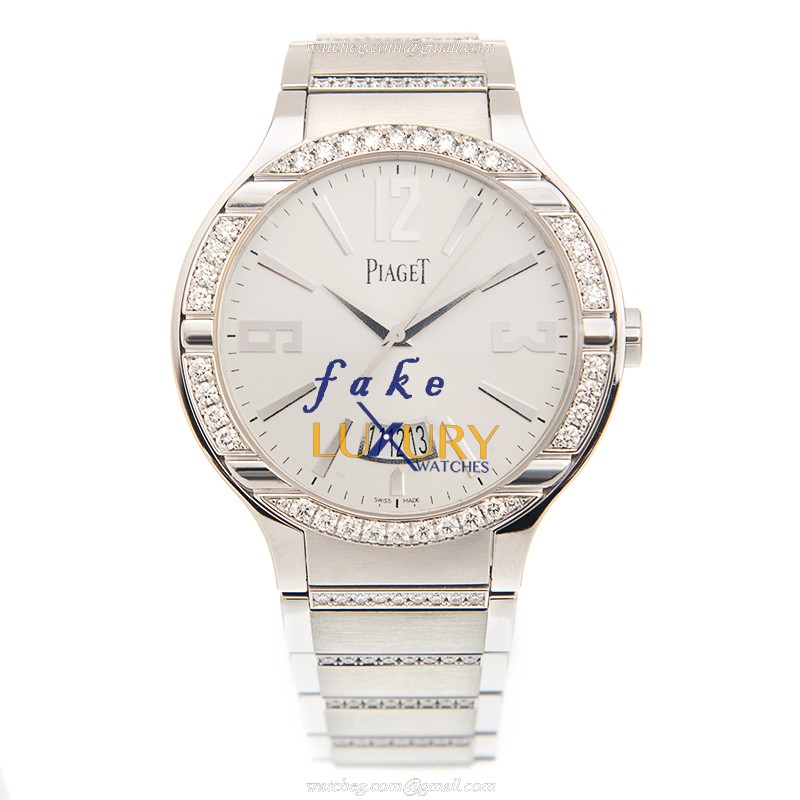 Piaget G0A36225 POLO Replica Watch, Automatic Movement, Silver Dial, 18kt White Gold & Diamond Case - Image 2