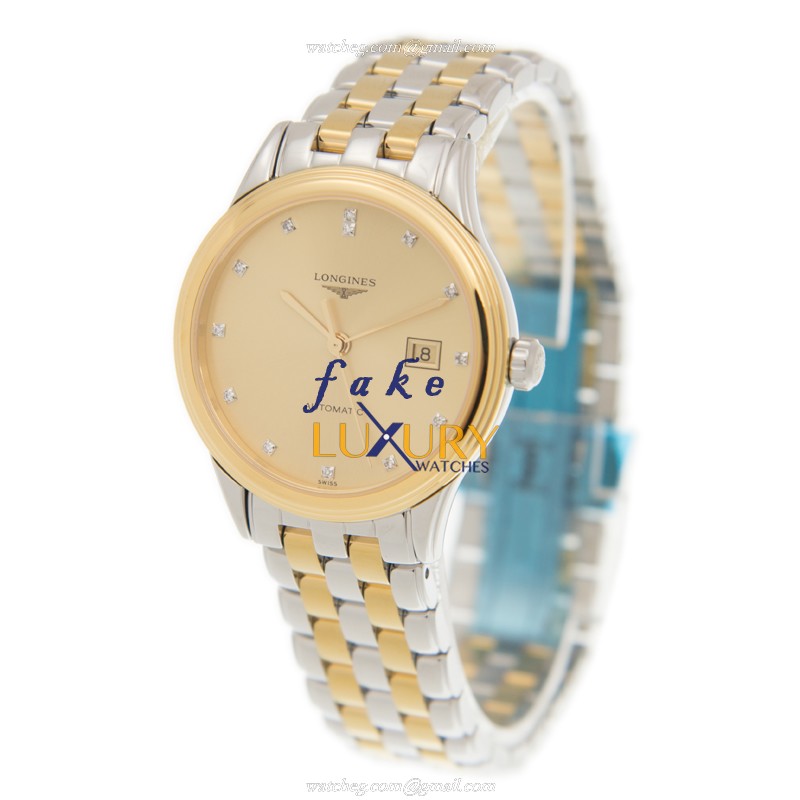 L4.374.3.37.7 - Longines Flagship Replica Watch - Automatic PVD Gold Case Gold Dial Two Tone - Image 3