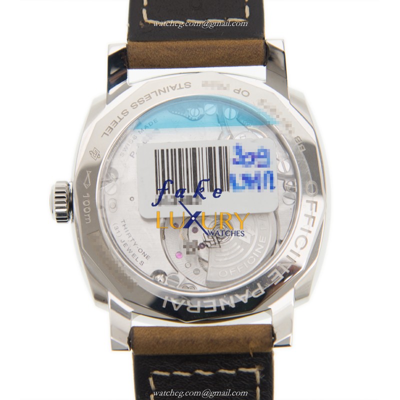 Panerai PAM00655 RADIOMIR Automatic Stainless Steel Replica Watch, White Dial, Dark Brown Cowhide - Image 3
