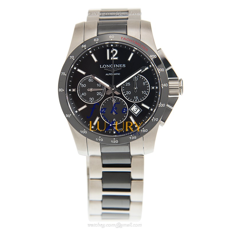 L2.744.4.56.7 - Longines Conquest Replica Watch Automatic 41mm Ceramic Steel Black Dial - Image 2