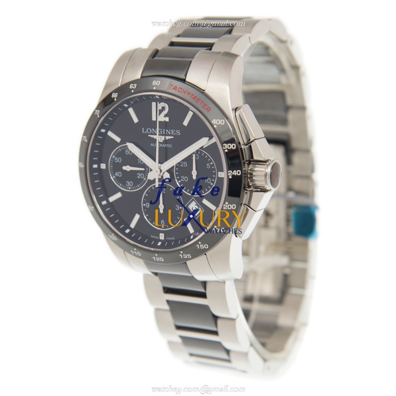 L2.744.4.56.7 - Longines Conquest Replica Watch Automatic 41mm Ceramic Steel Black Dial - Image 3