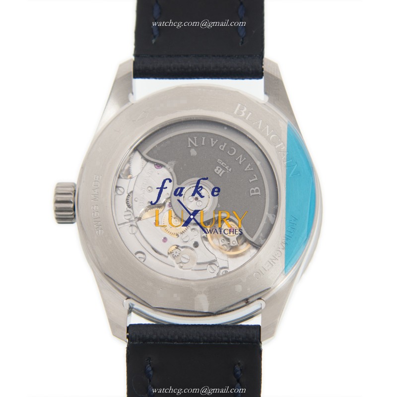 Blancpain 5100-1140-O52A Fifty Fathoms Replica Watch, Automatic, Blue Dial, Steel Case, Leather - Image 3