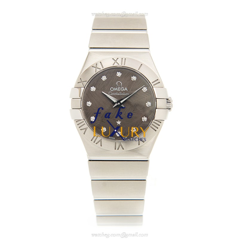 Omega 123.10.27.60.56.001 Constellation Quartz Stainless Steel Replica Watch, Auto, Dark Grey Dial - Image 2