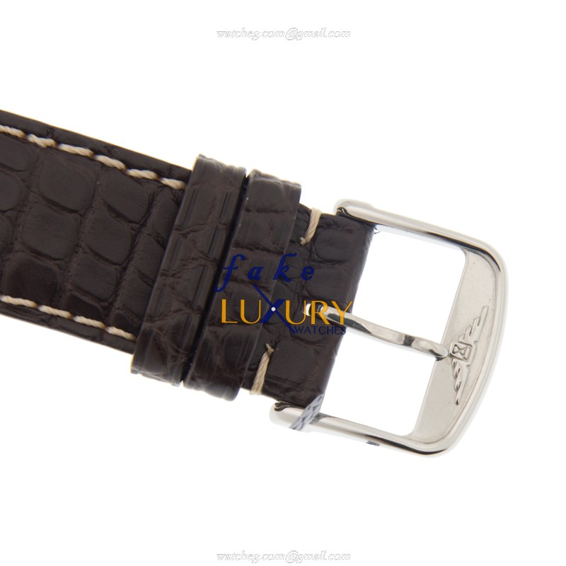 Longines L2.755.4.23.3 Master Auto Stainless Steel Replica Watch, White Dial, Dark Brown Alligator - Image 4