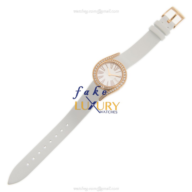 Piaget G0A42151 Limelight Quartz 18kt Rose Gold Diamonds White Satin Replica Watch - Image 2