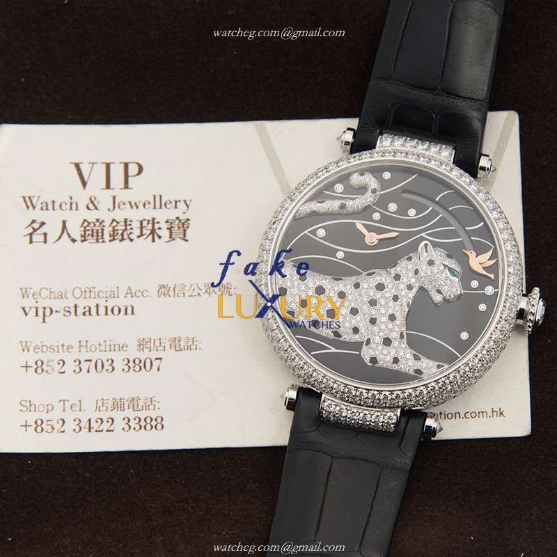 Cartier HPI00776 PANTHeRE DE CARTIER Manual Wind 18kt White Gold Diamond Replica Watch, Model - Image 5