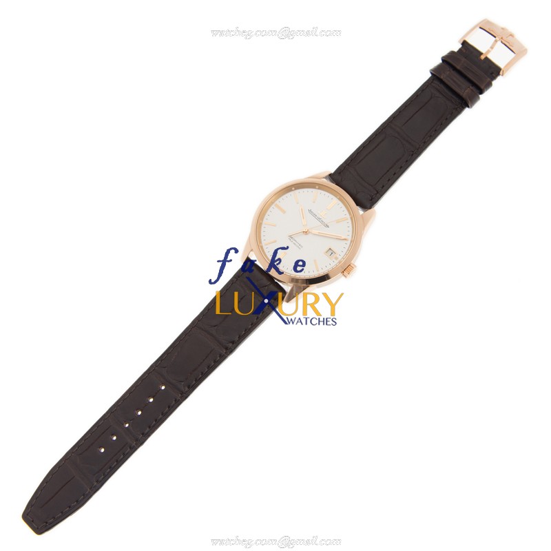 Jaeger-Lecoultre Q8012520 GEOPHYSIC Automatic 18kt Rose Gold - Silver Dial - Leather Strap Replica - Image 2