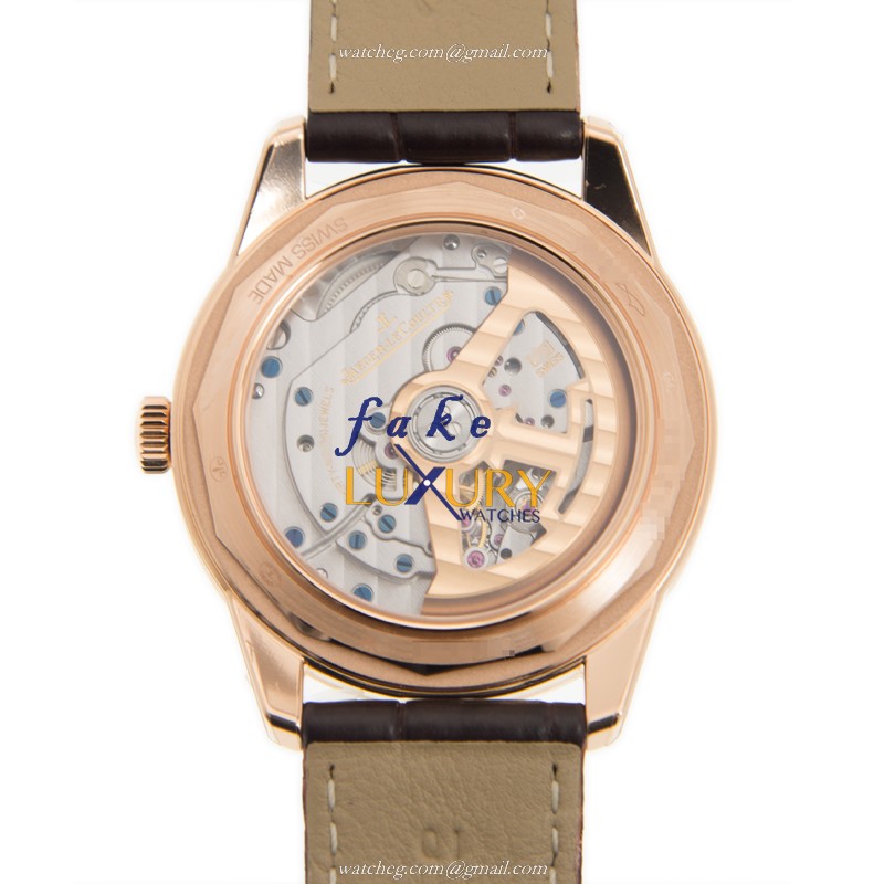 Jaeger-Lecoultre Q8012520 GEOPHYSIC Automatic 18kt Rose Gold - Silver Dial - Leather Strap Replica - Image 3