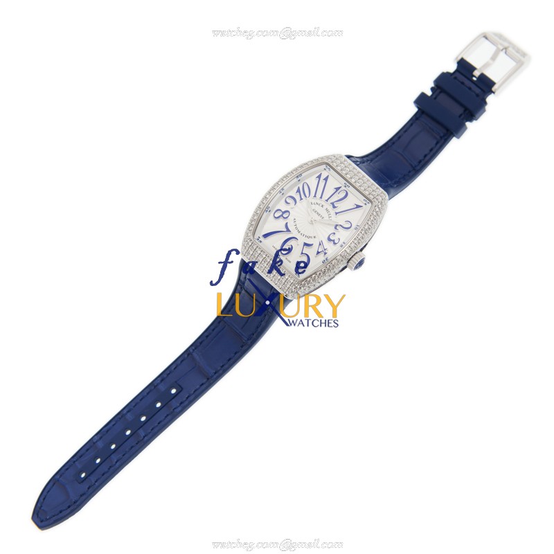 Franck Muller V 32 SC AT FO D AC.BU VANGUARD Replica Watch, 32mm, White Dial, Steel & Diamonds Case - Image 2