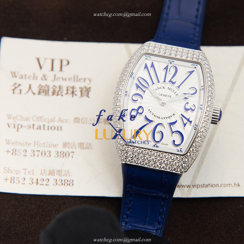 Franck Muller V 32 SC AT FO D AC.BU VANGUARD Replica Watch, 32mm, White Dial, Steel & Diamonds Case - Image 5