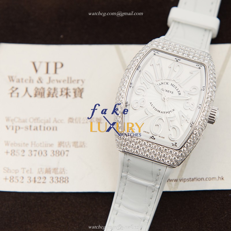 Franck Muller V 32 SC AT FO D AC.BC Vanguard Automatic White Dial Stainless Steel Diamonds Replica - Image 5