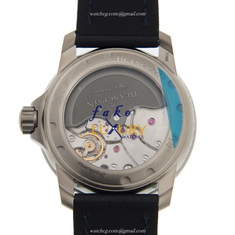 Blancpain 5015D-1240-52A Fifty Fathoms Replica Watch, Automatic, Blue Dial, Steel Case, Leather - Image 3
