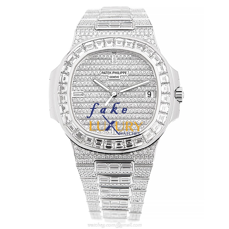 Patek Philippe Nautilus 5719/10G-010 Automatic 18kt White Gold Diamond Silver Dial Replica Watch - Image 2