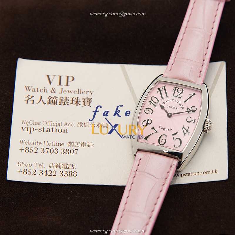 Franck Muller Cintree Curvex 7502 QZ AC - PINK Quartz Pink Dial Steel Replica Watch - Image 5