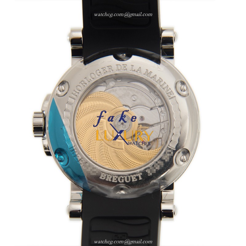 Breguet 5817ST/92/5V8 MARINE Automatic - Replica Watch - Black Dial - Rubber Strap - Steel Case - Image 3