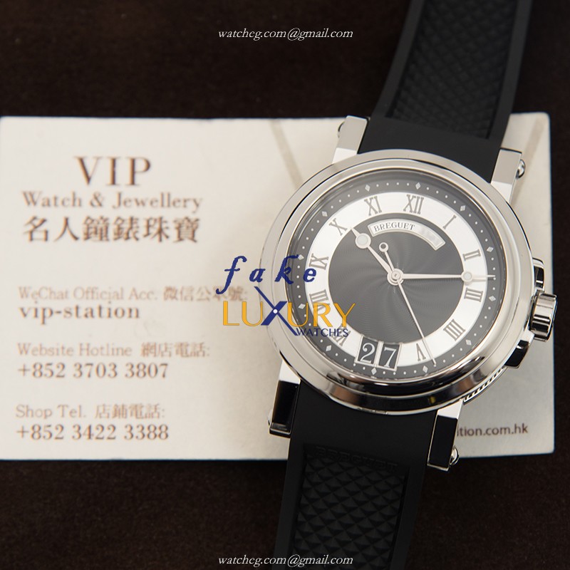Breguet 5817ST/92/5V8 MARINE Automatic - Replica Watch - Black Dial - Rubber Strap - Steel Case - Image 5