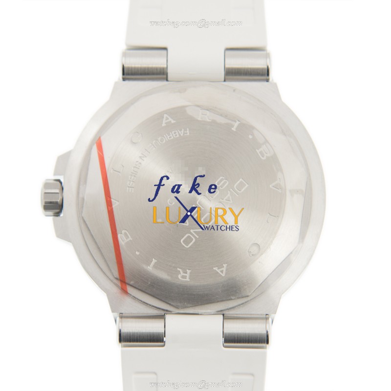 Bulgari Diagono Scuba 102733 Automatic White Dial Stainless Steel Rubber Replica Watch - Image 3