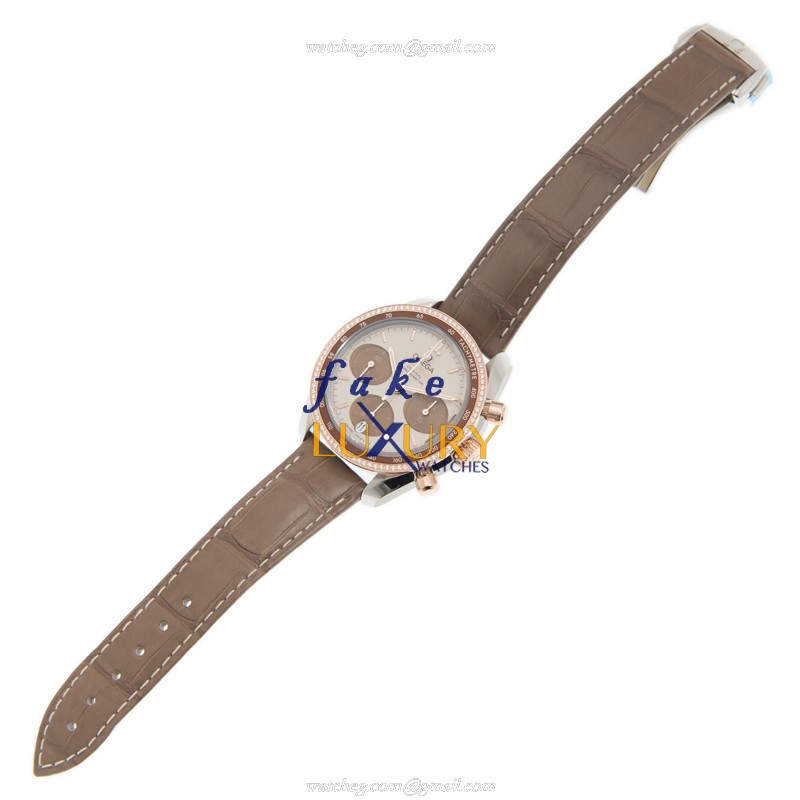 -324.28.38.50.02.002 Omega SPEEDMASTER Automatic 18kt Rose Magic & Diamond Replica Watch - Brown - Image 2
