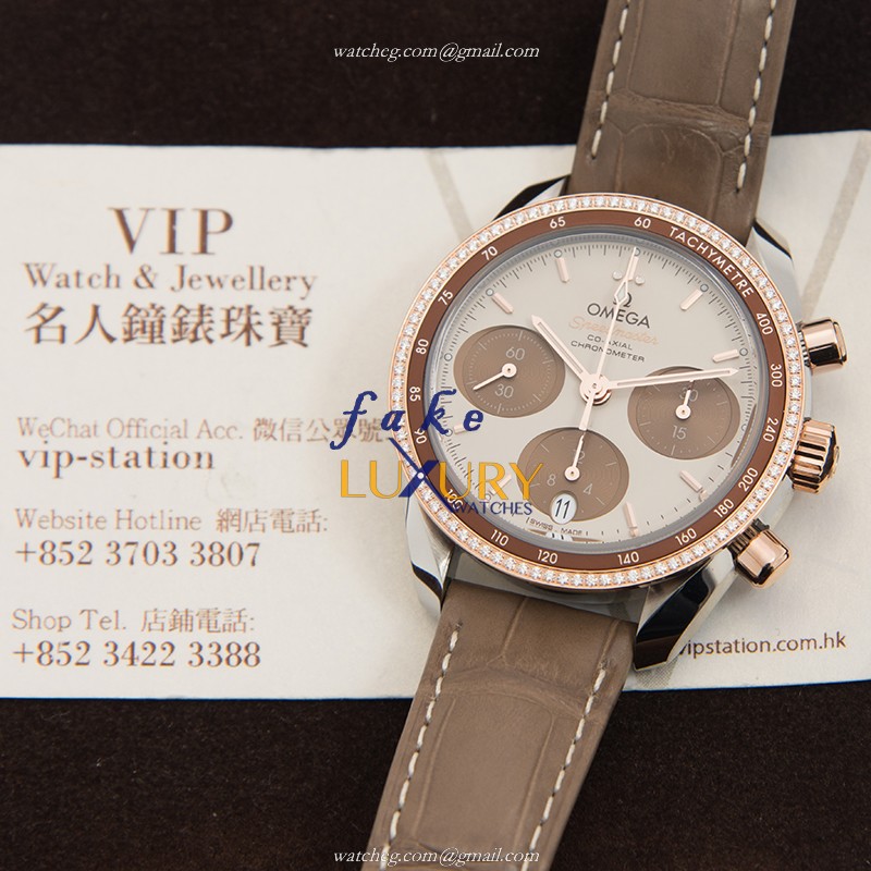 -324.28.38.50.02.002 Omega SPEEDMASTER Automatic 18kt Rose Magic & Diamond Replica Watch - Brown - Image 5