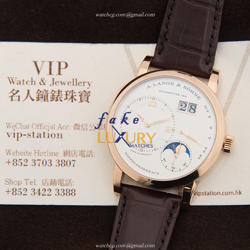 A Lange & Sohne LANGE 1 192.032 Automatic 18kt Rose Gold Silvery Dial Replica Watch - Image 5