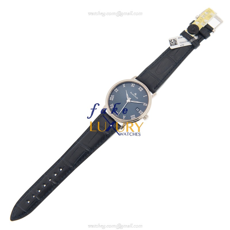 6223C-1529-55A - Blancpain Villeret Replica Watch 38mm Blue Dial 18kt White Gold - Image 2