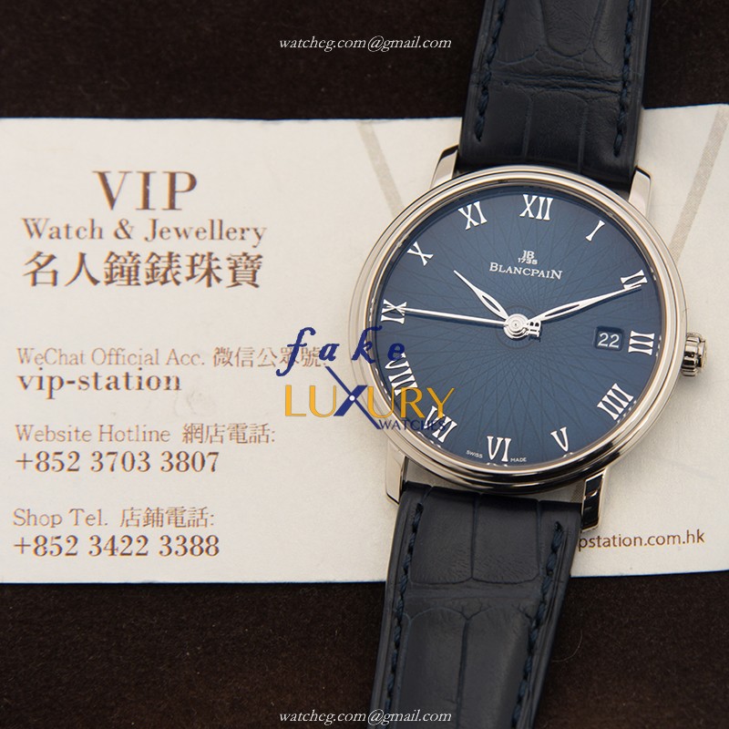 6223C-1529-55A - Blancpain Villeret Replica Watch 38mm Blue Dial 18kt White Gold - Image 5