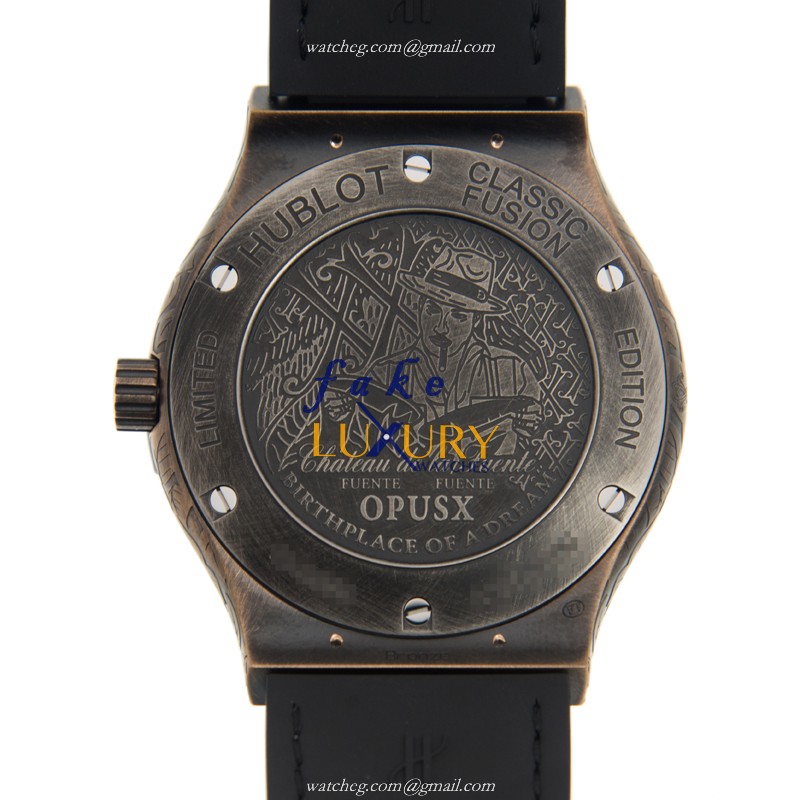 Hublot 511.BZ.6680.LR.OPX17 Automatic Bronze Green Dial Alligator Strap Replica Watch - Image 3