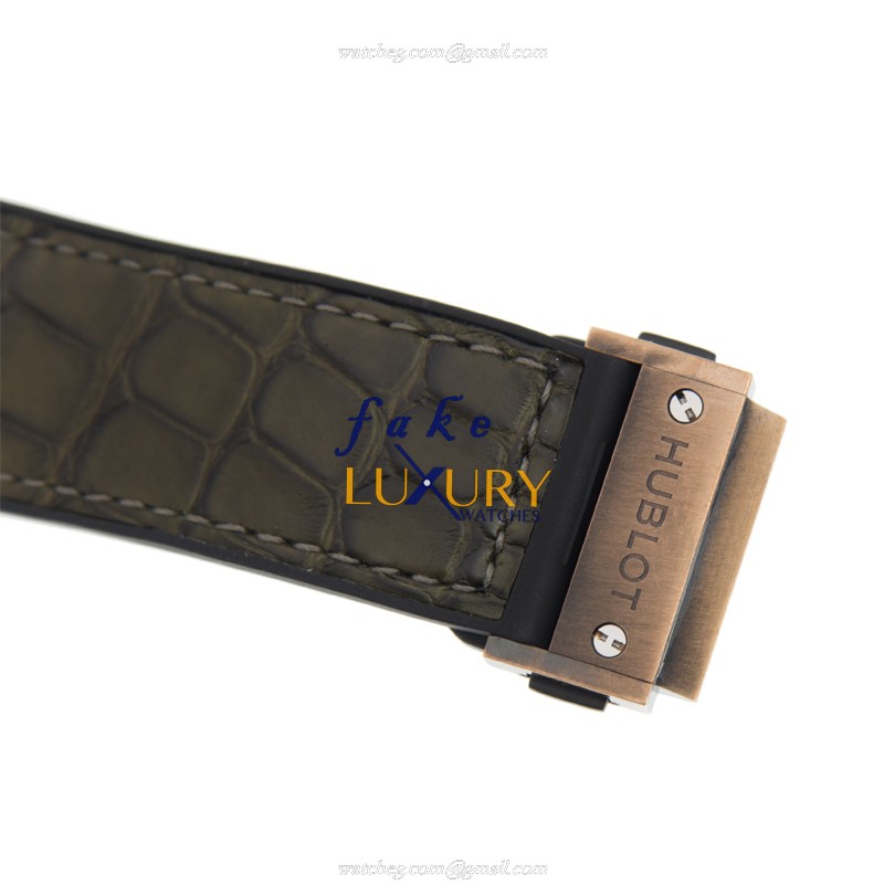 Hublot 511.BZ.6680.LR.OPX17 Automatic Bronze Green Dial Alligator Strap Replica Watch - Image 4
