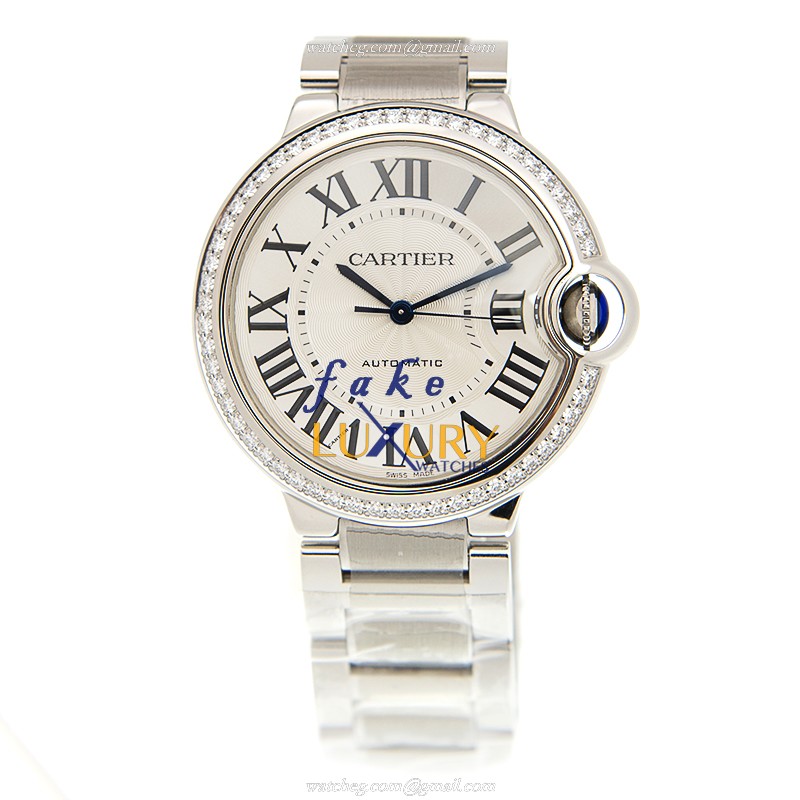 Cartier W4BB0017 Ballon Bleu Automatic Stainless Steel Diamonds Silver Dial Replica Watch - Image 2