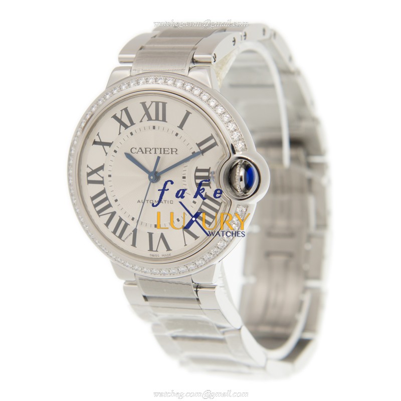 Cartier W4BB0017 Ballon Bleu Automatic Stainless Steel Diamonds Silver Dial Replica Watch - Image 3